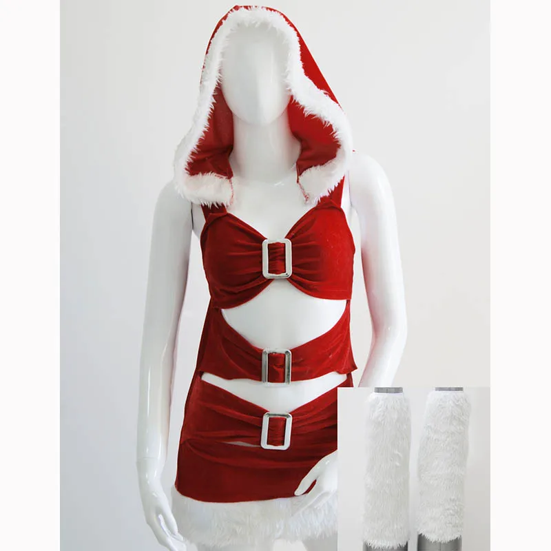 Сексуальное горячее красное рождественское нарядное платье с капюшоном 2017
