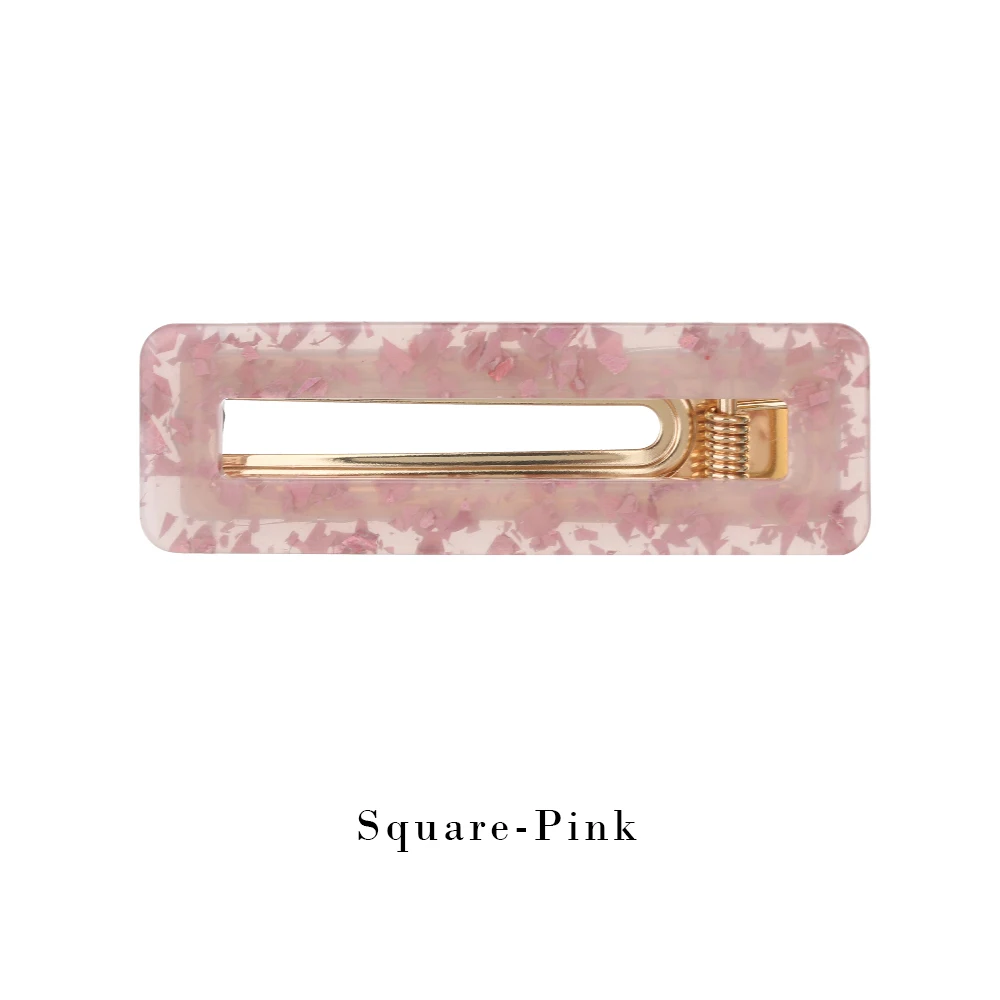 square pink Ацетат 1 шт. геометрические прямоугольные заколки для волос шпильки для женщин яркая пудра в горошек заколка для волос аксессуары для волос - Цвет: square pink