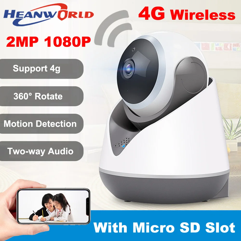 Heanworld 1080P Wireless 4G SIM Card WiFi IP Camera 2.0MP PTZ Home Security 3g CCTV with microphone sd slot night vision | Безопасность