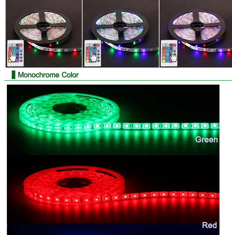 Goodland RGB Светодиодные ленты светильник SMD3528 5 м 300 светодиодный s светодиодный светильник полосы Neon лента ИК-пульт дистанционного управления 12V 2A Мощность адаптер