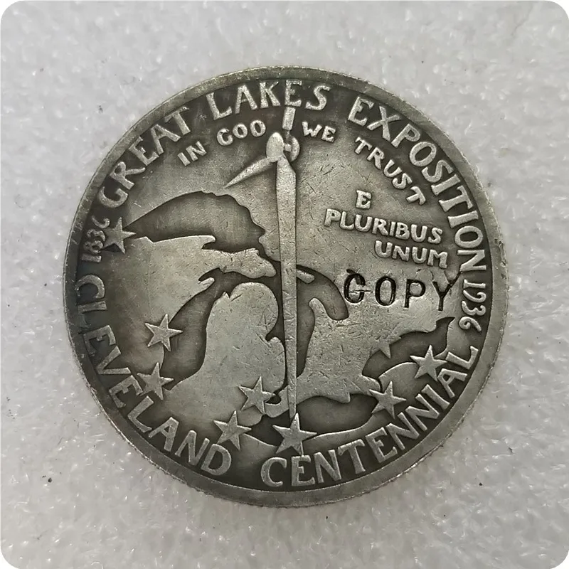 1936 Cleveland Centennial Commemorative Plated Half Dollar COPY commemorative coins-replica coins medal collectibles | Дом и сад