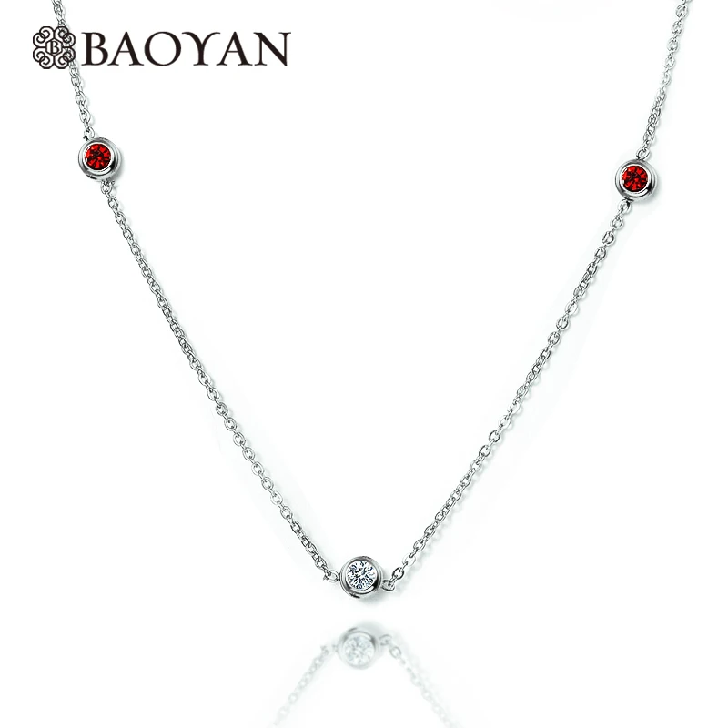BAOYAN 316L Нержавеющая Сталь Серебряный цвет крошечные циркониевые кулон ожерелье