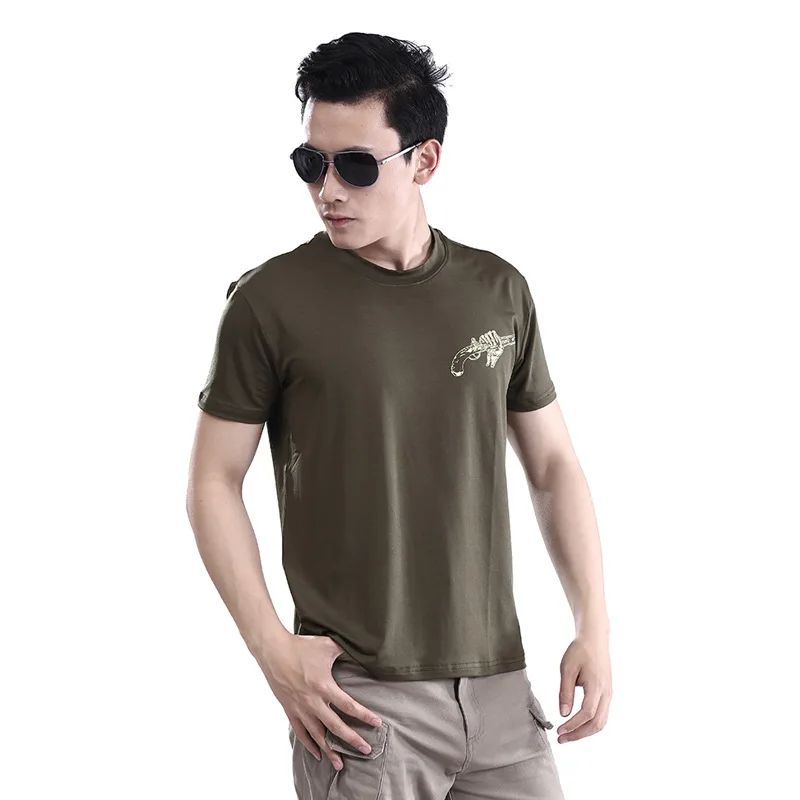 Мужская футболка с коротким рукавом и круглым вырезом летняя тактическая тонкая