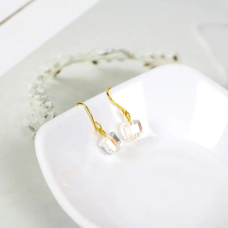 Женские квадратные серьги подвески Aurora Crystal|Серьги-подвески| |