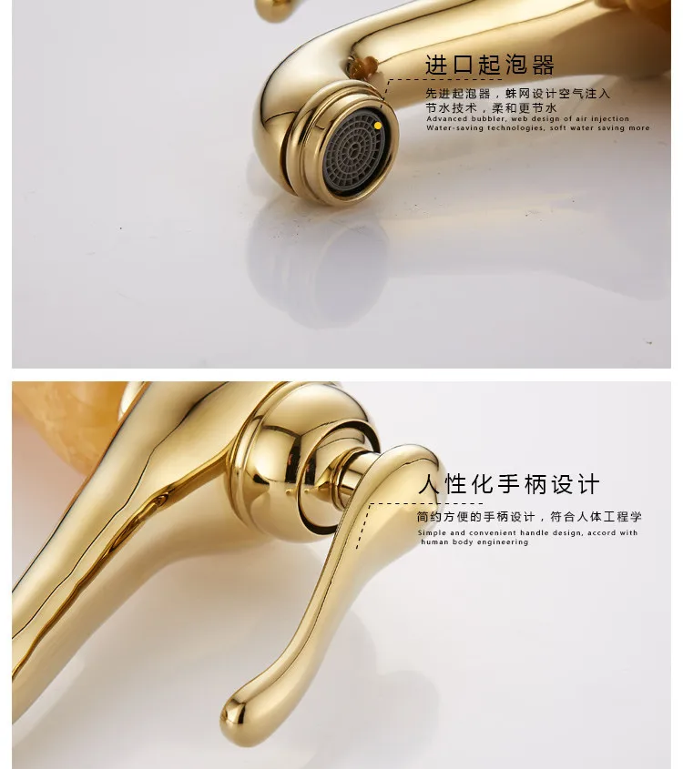 Бесплатная доставка смеситель для раковины с нефритовым камнем в европейском