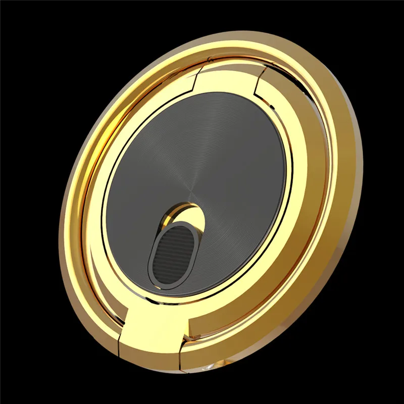 Gold Магнитный держатель для телефона, держатель с двойным кольцом на палец, вращающийся на 360 градусов, подставка из цинкового сплава для аксессуаров для мобильных телефонов - Цвет: Gold