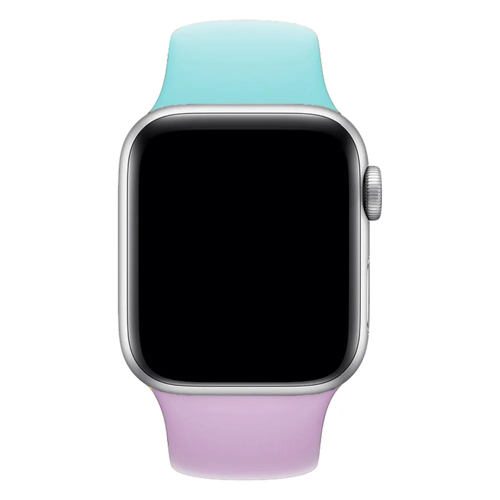 Для наручных часов iWatch, ремешок Красочный мягкий силиконовый ремешок для наручных часов Apple Watch Series 4/3/2/1 двухцветный браслет для часов 38 40 мм 42 44 мм