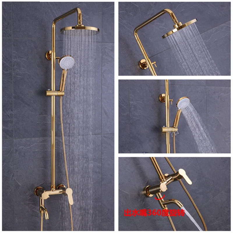 

Parker wei yu all the copper body golden shower rose gold flower asperse shower set golden bath crock bibcock showers
