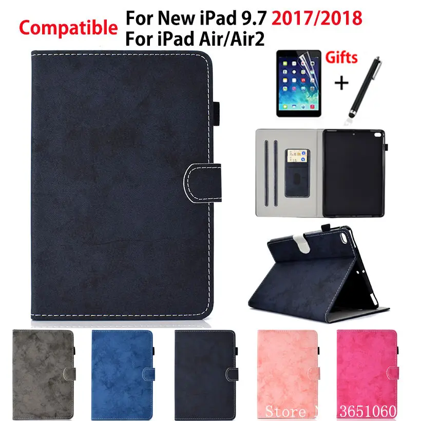 Чехол для Apple iPad 9," 6-го поколения A1822 A1893 A1954 чехол для iPad Air 1 2 Funda Подставка для планшета+ пленка+ ручка