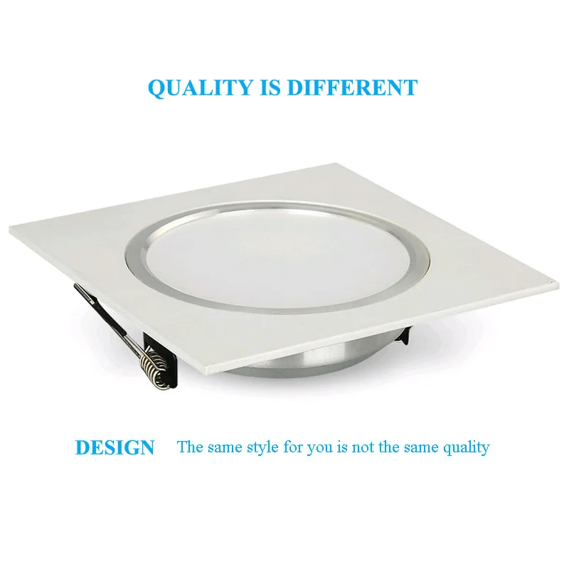 Lámpara LED empotrada cuadrada para dormitorio, cocina, iluminación de techo, AC220V, 3W, 5W, 7W, 9W, 12W, 15W, 18W, 10 paquetes