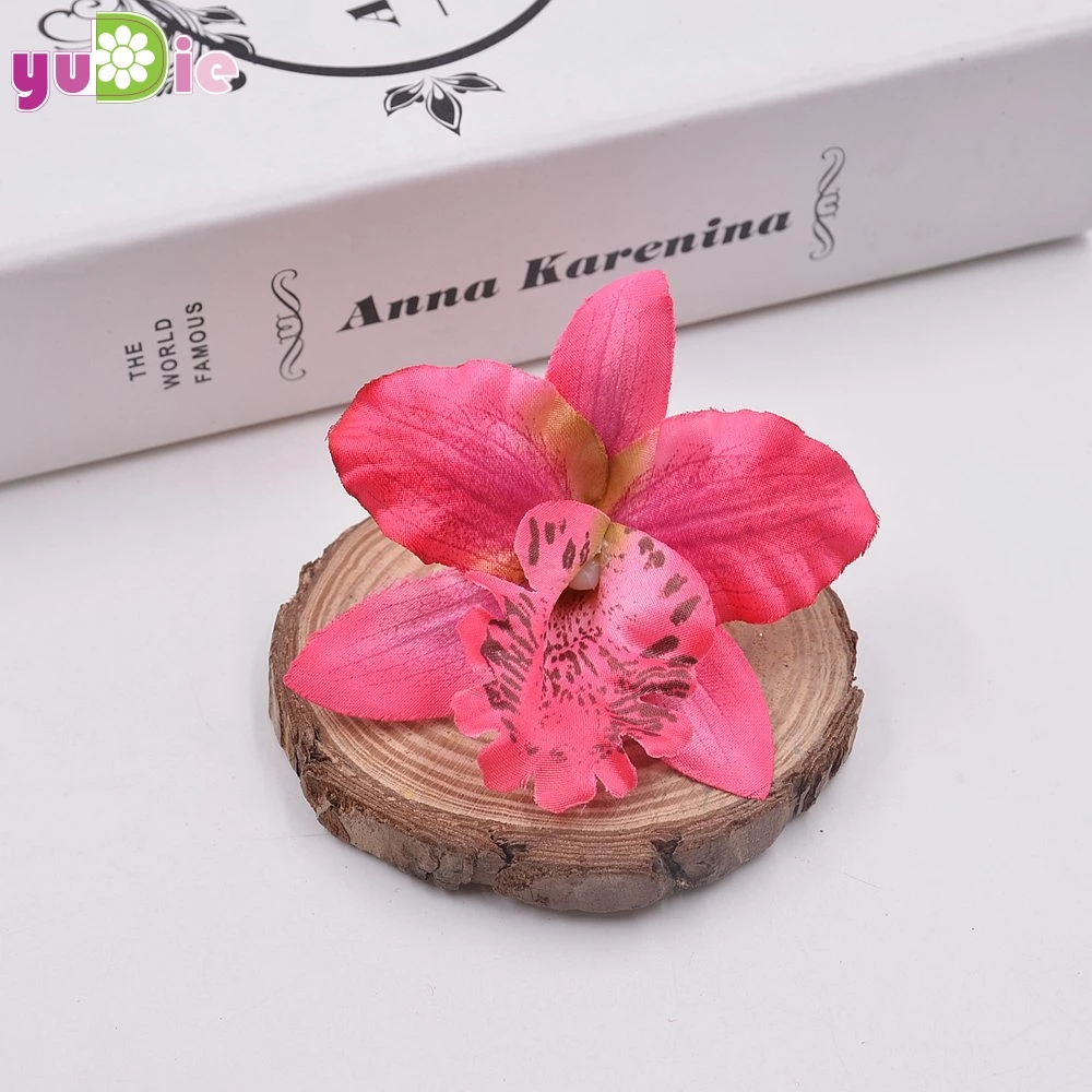 dark pink 10 шт./лот, 7,5 см, Шелковый градиент, Орхидея, искусственный цветок, голова для украшения свадьбы, сделай сам, венок, подарок, скрапбукинг, искусственный цветок - Цвет: dark pink