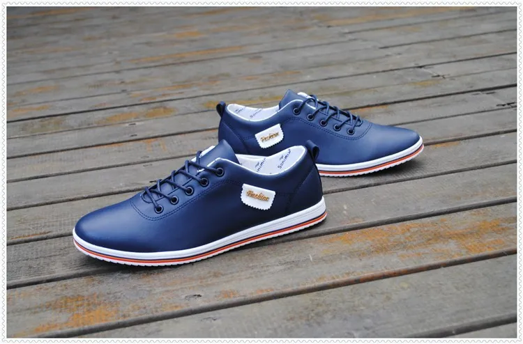 Autumn Winter Men Shoes Breathable Men's Casual Shoes Pu Leather Flat Shoes Lace-Up Man Shoes Comfortable Outdoor White Sneakers