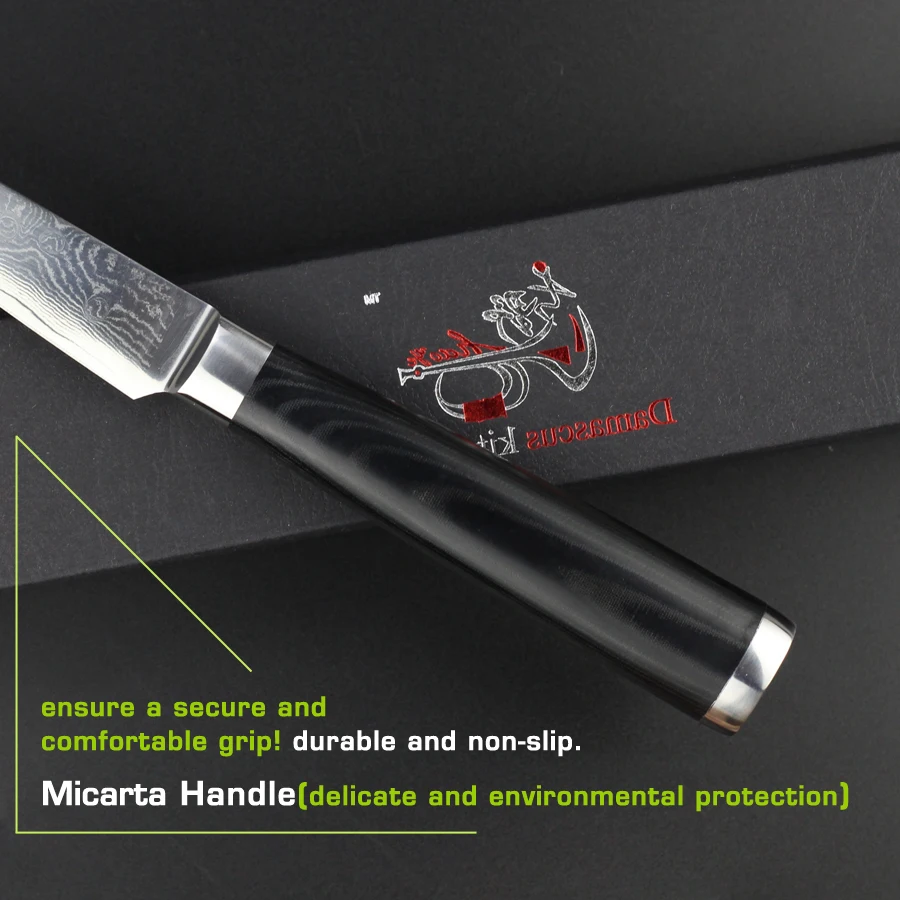 HAOYE 3,5 дюймов нож для очистки овощей Дамасские кухонные ножи Япония лезвие из нержавеющей стали Микарта ручка Прочное Лезвие