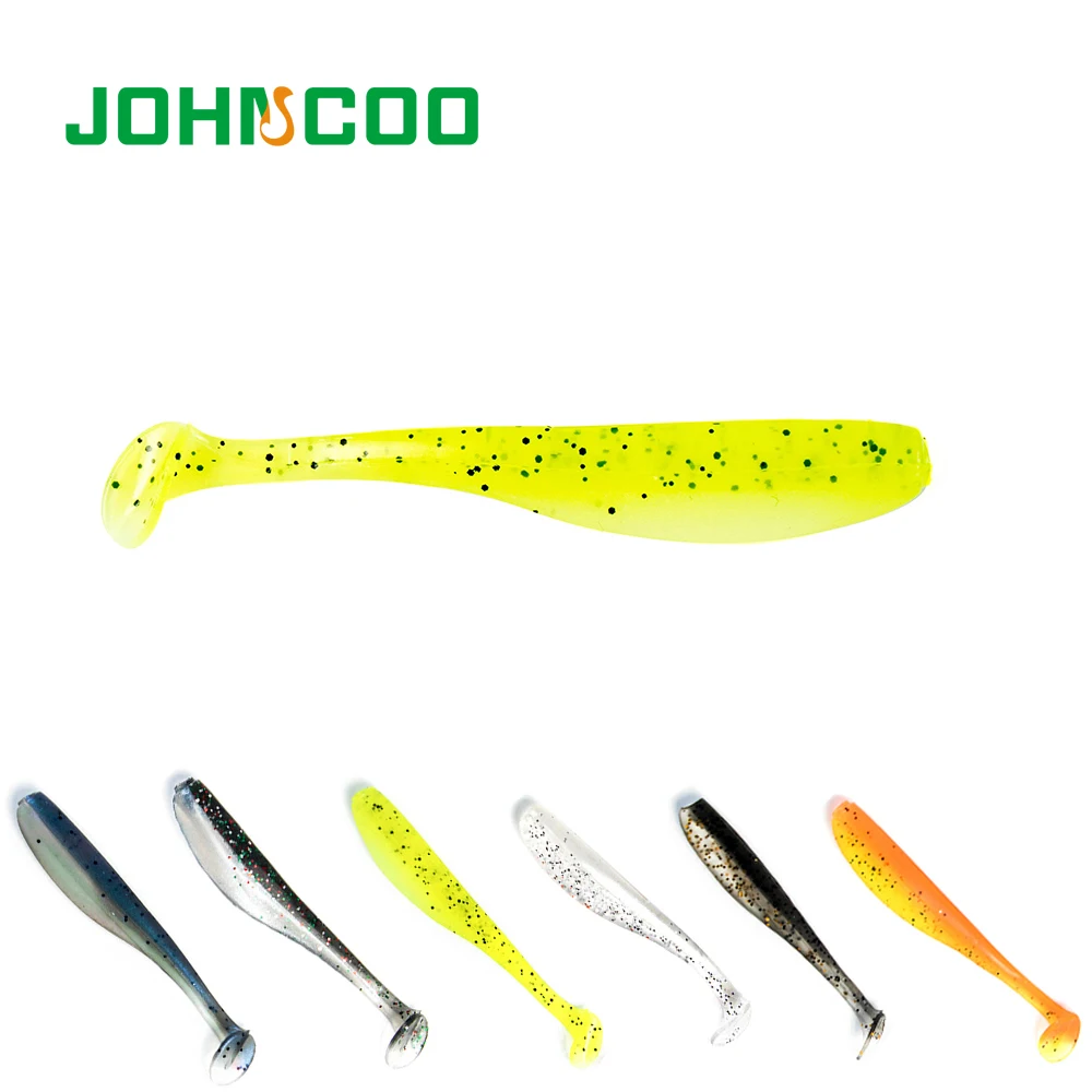 JOHNCOO 12 шт 65 мм 1 8 г рыболовная приманка двойного цвета Т хвост Pesca Мягкая