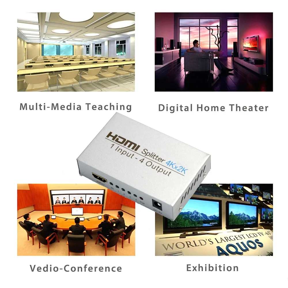 AIXXCO 4 K HDMI Splitter видео Full HD 1080 p коммутатор 1X2 1X4 двойной Дисплей для HDTV DVD PS3 Xbox|Кабели