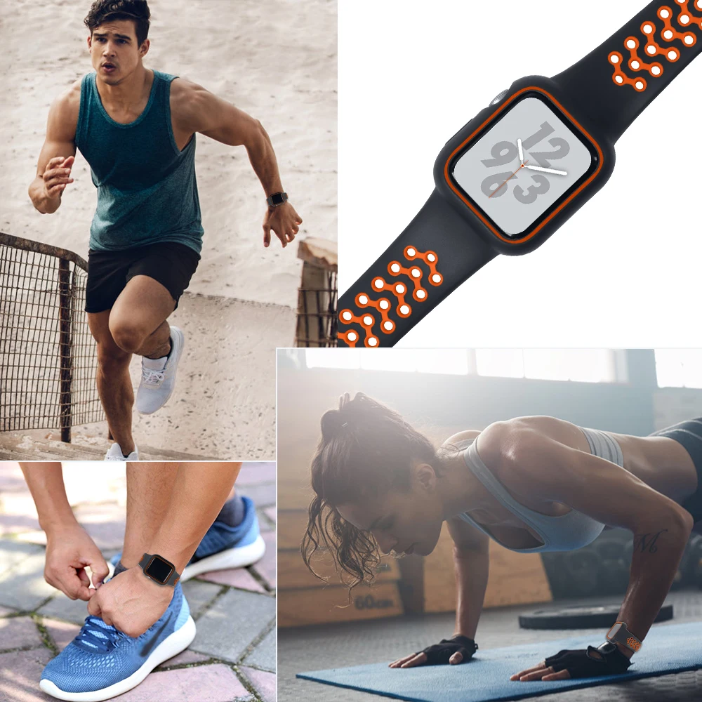 OSRUI силиконовый спортивный ремешок для apple watch band чехол 4 44 мм 40 мм Iwatch series 4 correa pulseira браслет защитный чехол