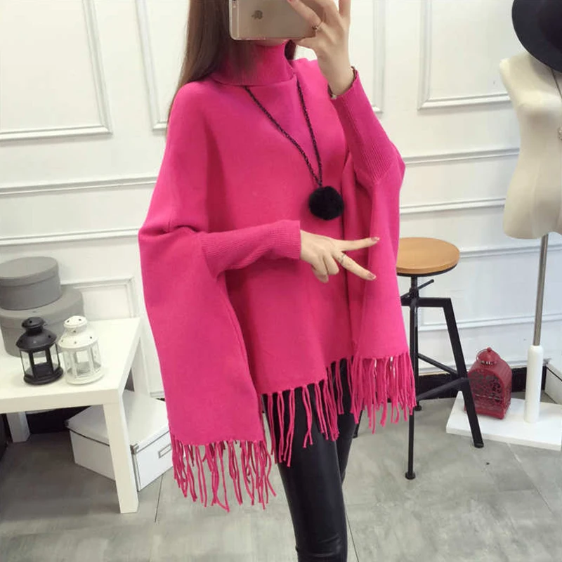 Женский свитер с бахромой Ins Свободный Длинный плащ большого размера на осень и