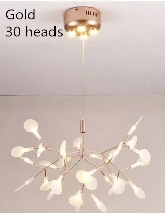 Gold 30 heads Люстра, Современные светодиодные люстры, блеск, Потолочная Подвеска для спальни, гостиной, Подвесная лампа, люстра - Цвет абажура: Gold 30 heads
