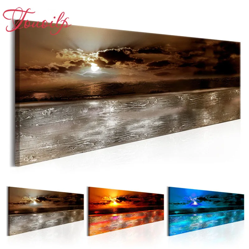 Алмазная 5d Вышивка TOUOILP полноразмерная и круглая абстрактная картина с закатом