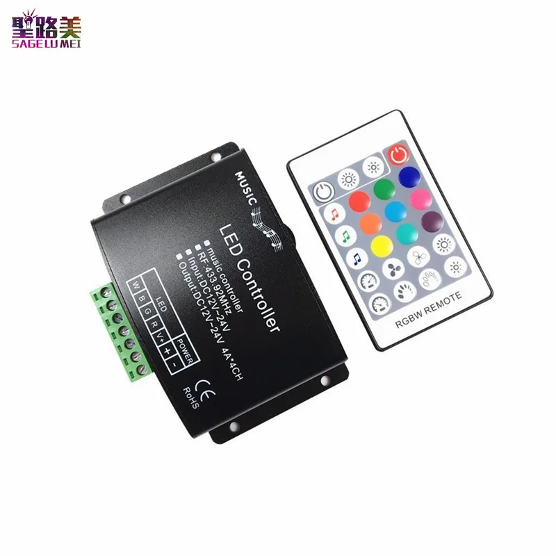 DC12V-24V 24 клавиши RGB / RGBW музыкальный светодиодный контроллер RF удаленный звуковой