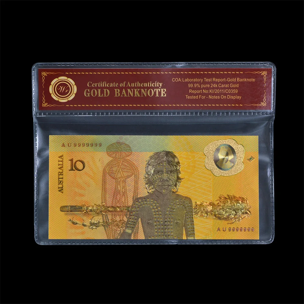 Новейшая версия австралийской бумажной банкноты с пластиковым держателем в