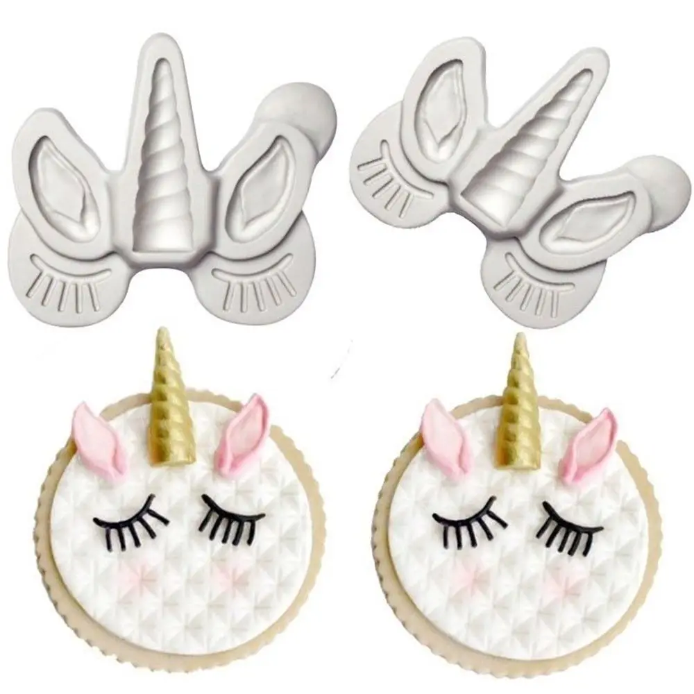 Единорог ушной глаз рога силиконовая форма кекс украшение помадки DIY праздничное