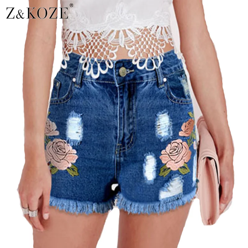 Z &amp koze новые модные женские туфли с кисточками цветочный Джинсы для женщин Шорты