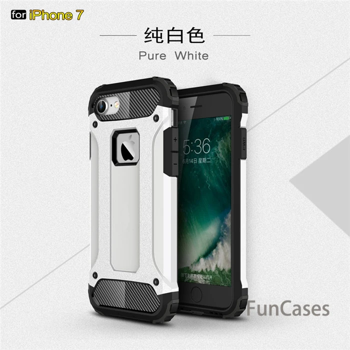 Для iphone 7, 7 plus, 8 plus, гибридный жесткий чехол из поликарбоната, ТПУ, защитный тонкий жесткий резиновый чехол, силиконовый чехол для телефона, для iphone X 10, 5, 5S, 6, 6 S, чехол - Цвет: white