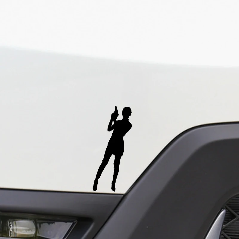 YJZT 4.4*15.9CM Interesting Sexy Girl Woman Gun Graphic Car Sticker Black Window Accessories Vinyl C12-0358 | Автомобили и