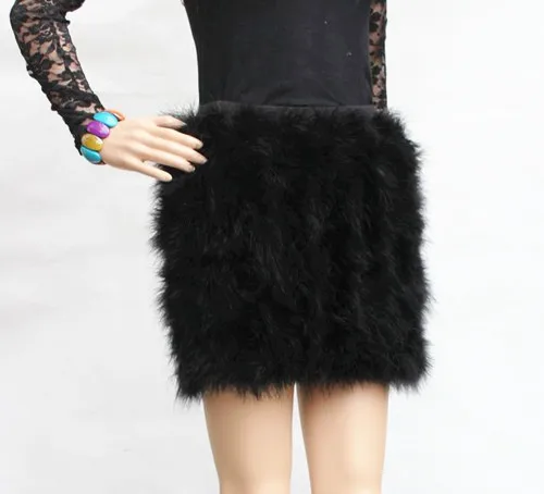 women skirt of natural ostrich feather fur female fashion fur mini skirt blue pink 5 colors warm Plus Size    V21