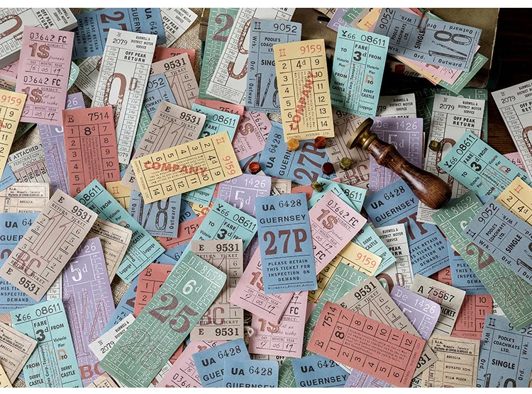 100sheets Retro Receipt Ticket Memo Pad Stub Sticky Notes Memo Post Note Paper vintage bill Words Phrases Stickers Office Supply