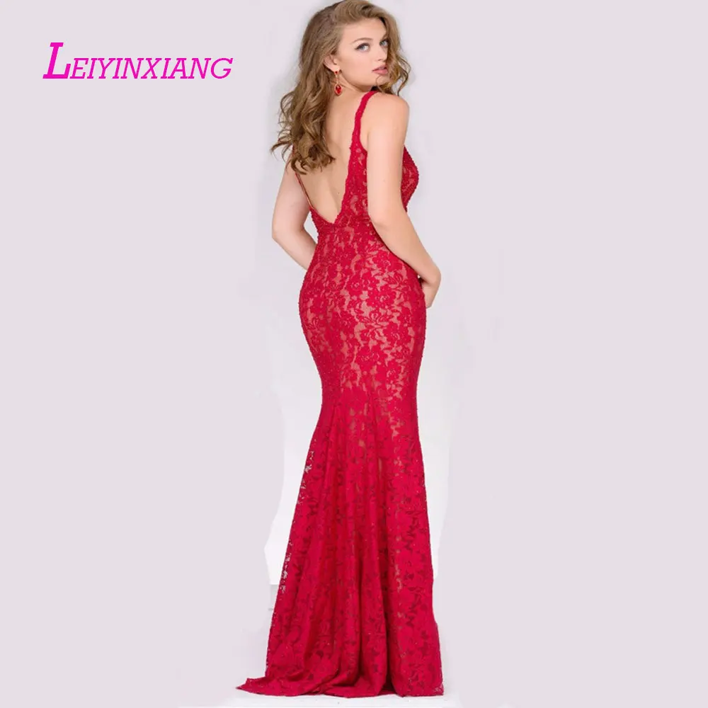 LEIYINXIANG 2019 платье для выпускного вечера Nuevo Vestido de Noche Largo Piso продольная La Sirena Que Rebordea