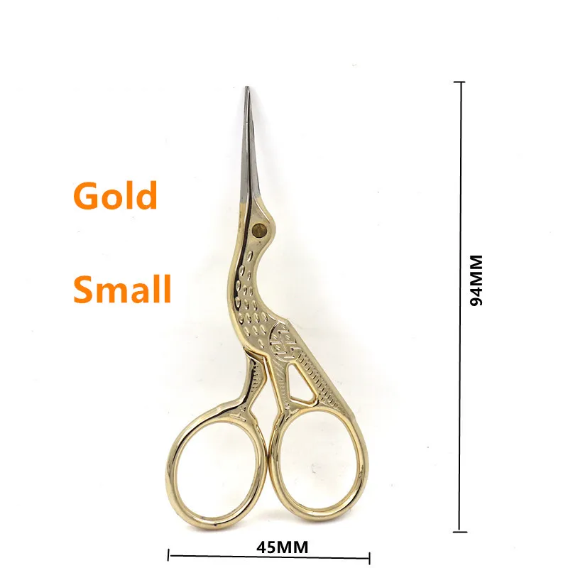 Gold 94mm HS инструменты из нержавеющей стали винтажные ножницы для формирования бровей Вышивка Швейные 4,5 дюймов титановое покрытие аист Острые Ножницы - Цвет: Gold 94mm
