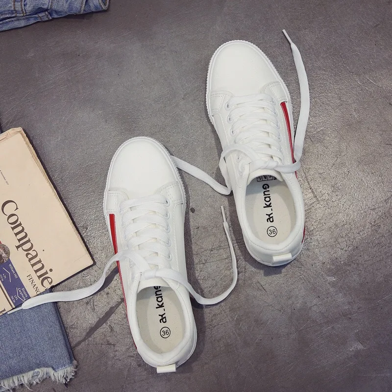 Women Sneakers 2018 Fashion Breathble Vulcanized Shoes Pu leather Platform Lace up Casual White Tenis Feminino Zapatos De Mujer | Обувь