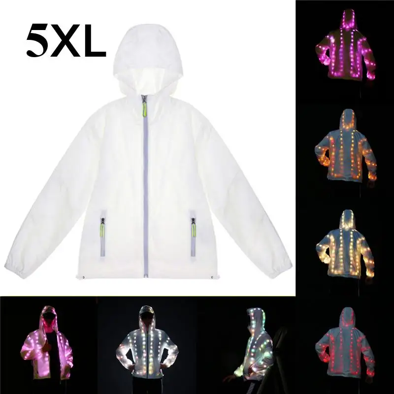 5XL Size Батарея приведенный в действие СВЕТОДИОДНЫЙ Красочный световой костюм одежда пара плащ свободного покроя для вечерние Танцы музыкального фестиваля - Цвет: 5XL Size
