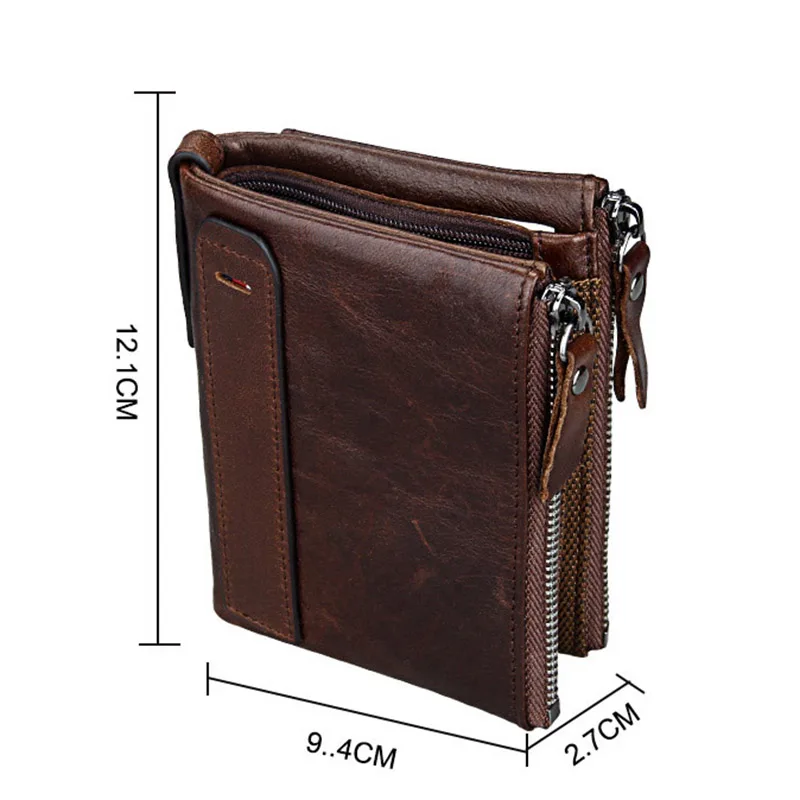 

Famous Brands Genuine Leather Male Short Coin Purse Crazy Horse Leather Men Wallet Vintage Zip Small Credit Card Holders