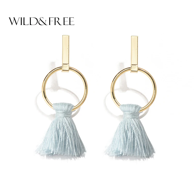 Серьги с кисточками женские Изящные Ювелирные украшения синими бахромами модные