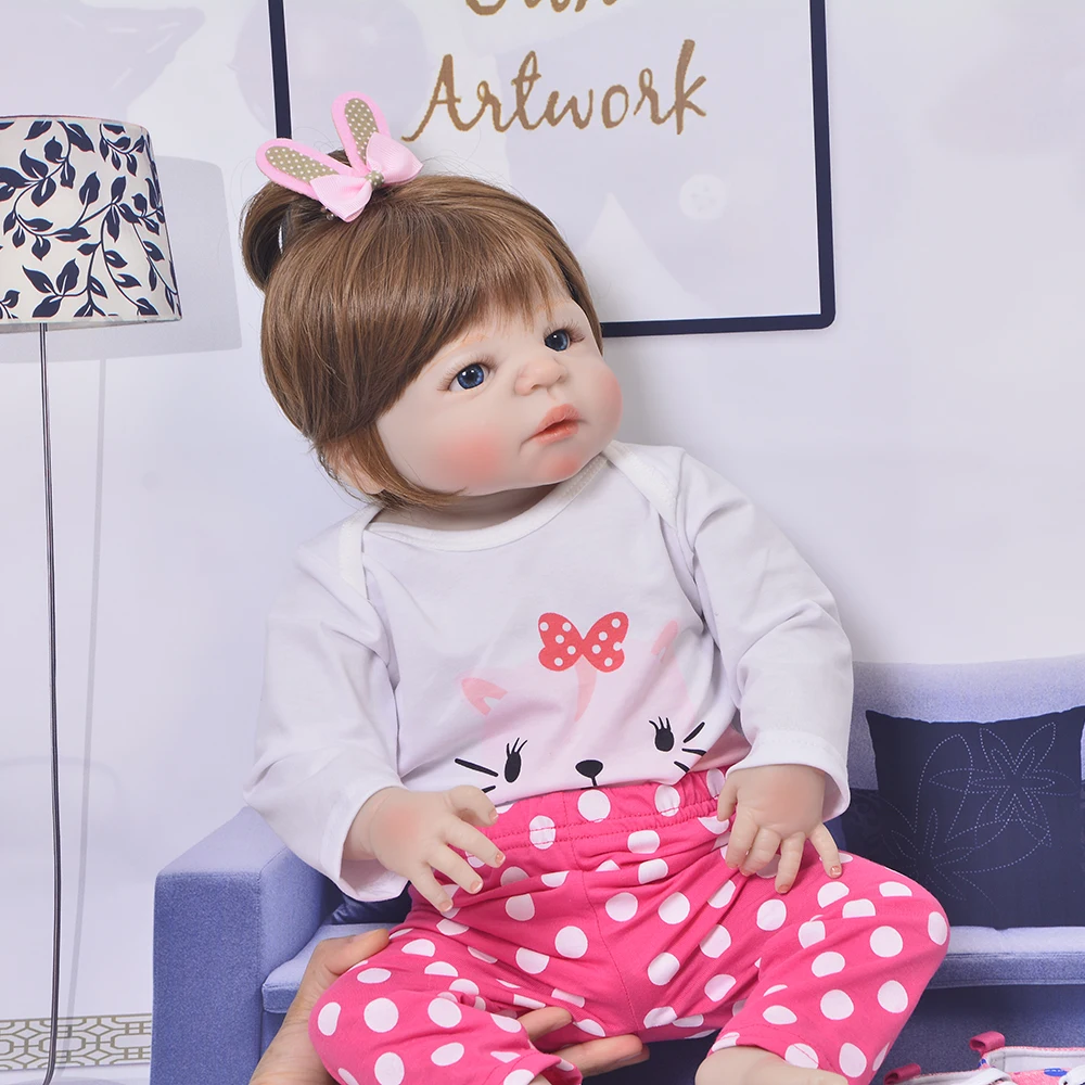 

23 дюймовая кукла Bebes Reborn Girl, полностью силиконовая виниловая Кукла reborn baby, Реалистичная кукла принцессы, детская игрушка, подарок на день дет...