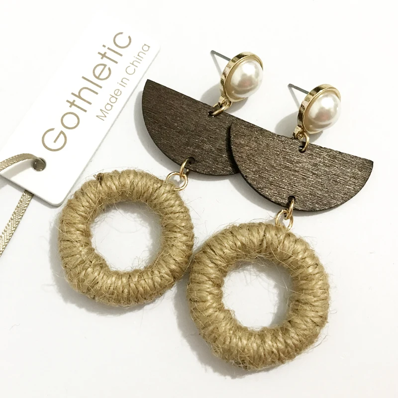 Женские Висячие серьги Gothletic Thread геометрические висячие с подвеской из дерева