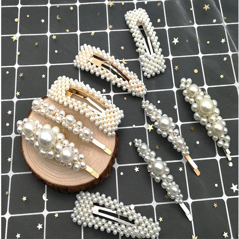 Teenage Girls Hair Accessories Delicate Grip Woman Geometric Irregular Pearl Hairpins Ladies Barrettes Clip Headwear | Детская одежда и