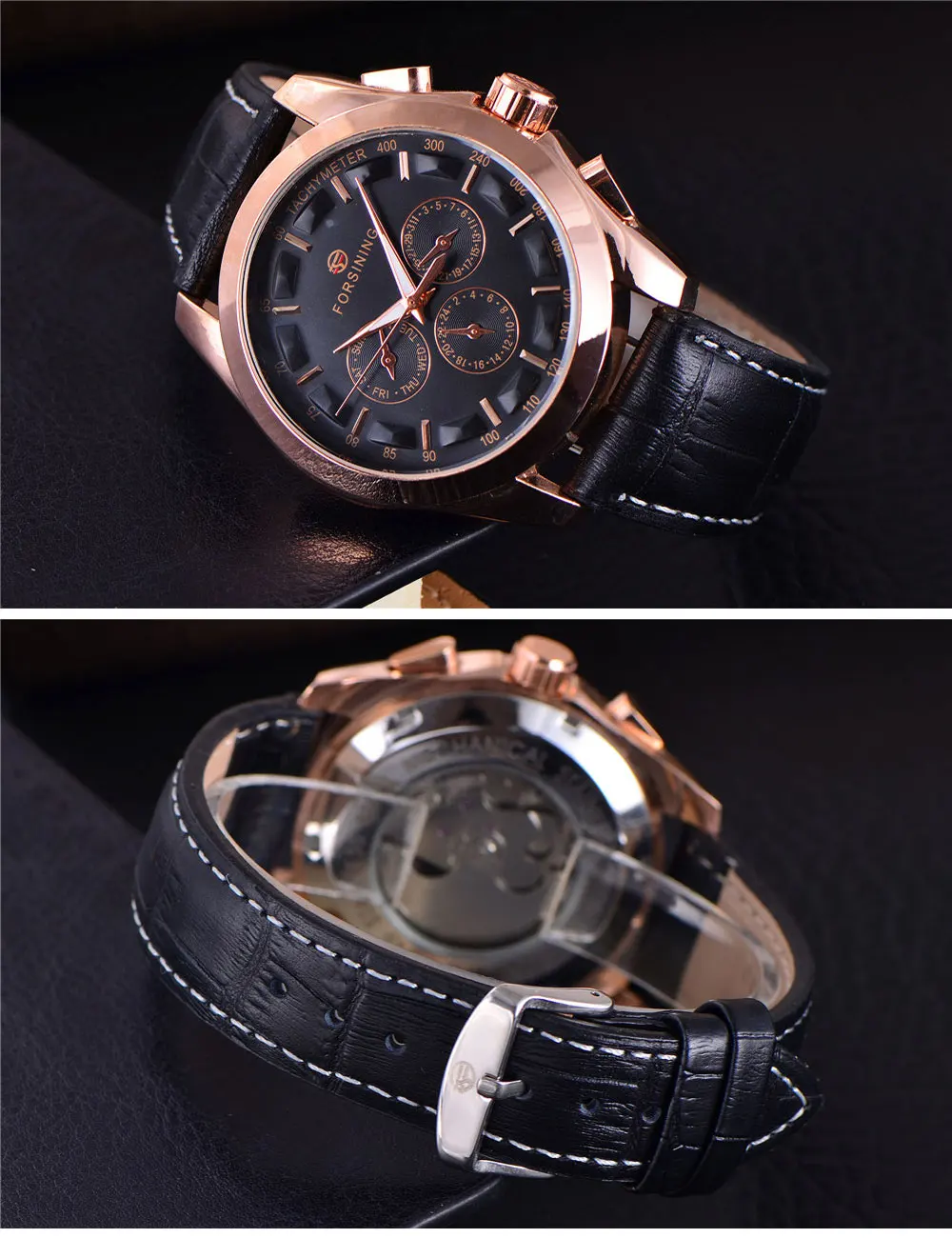 Часы наручные FORSINING мужские с 3d логотипом роскошные золотистые спортивные