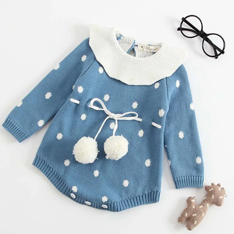 B83H32 Blue Новые комбинезоны для маленьких девочек с бархатным вязаный свитер из хлопка для малышей Детская одежда для близнецов, для детей от 3 до 12 месяцев, ползать костюм от Carter's, детский костюмчик, зимняя обувь - Цвет: B83H32 Blue