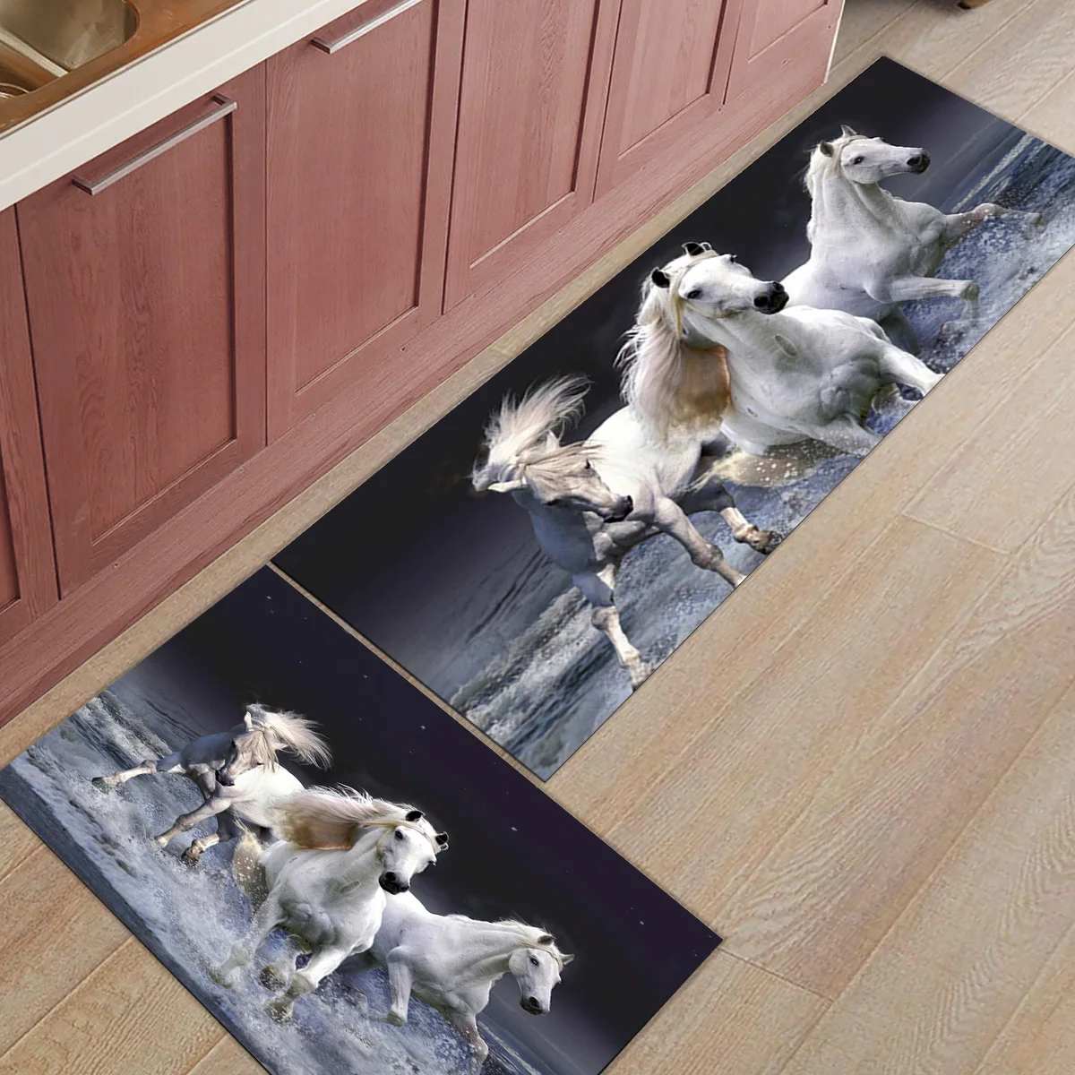 2 шт./компл. бегущего коня тема печати коврик вход передняя дверь ковры Ванная