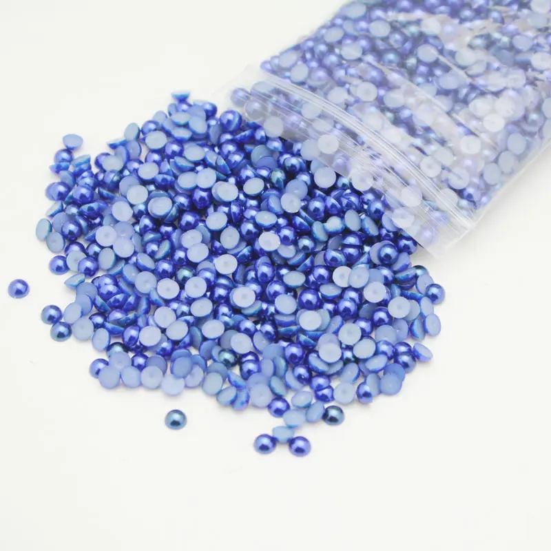 Royal blue 600 шт./лот, 5 мм, разноцветные полукруглые жемчужные бусины из АБС-пластика с плоской задней поверхностью, сделай сам, для одежды, сумки для ногтей, скрапбукинга, материалы для рукоделия LX061 - Цвет: Royal blue