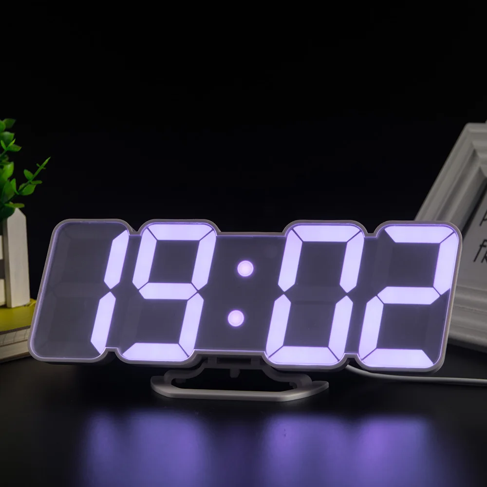 3D беспроводной дистанционный цифровой RGB светодиодный Будильник с питанием от USB 115 изменение цвета 3 уровня яркости звукового управления настенные настольные часы
