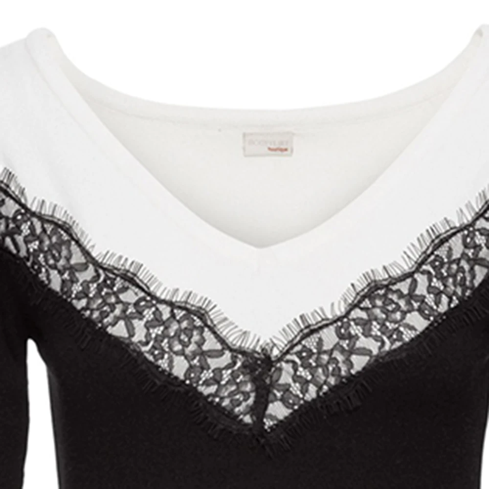 Women Autumn Bodycon Dress Black White Patchwork Lace 2018 New Fashion Elastic Sexy Elegant Long Sleeve | Женская одежда