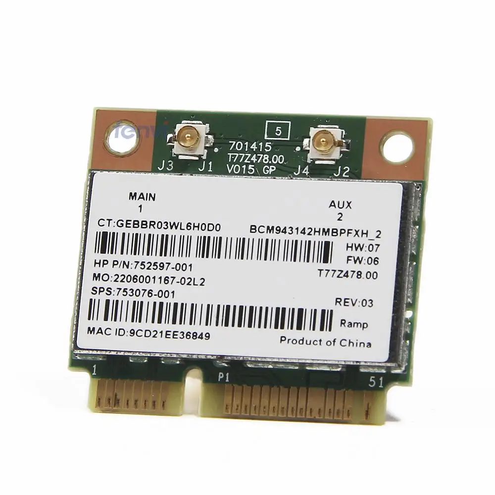 Новый Broadcom BCM943142HM 300 Мбит беспроводной wi-fi Bluetooth 4.0 половина mini pci - e карты для