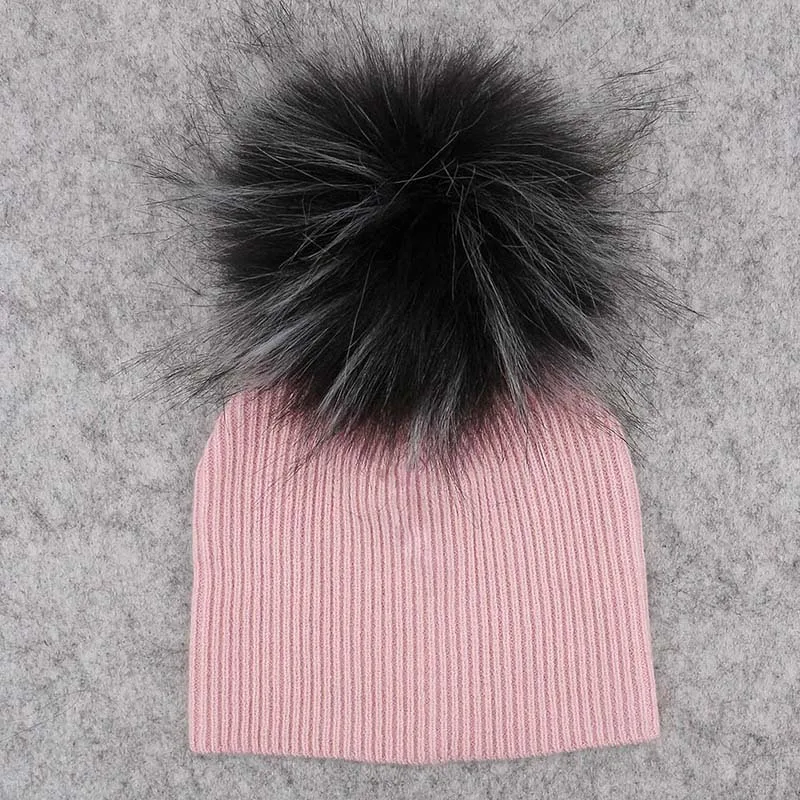 pink 4 Лидер продаж года, однотонные шапки с гофрированной резинкой для новорожденных, шапки с помпоном из искусственного меха, новые милые мягкие шерстяные шапки skully для девочек и мальчиков - Цвет: pink 4
