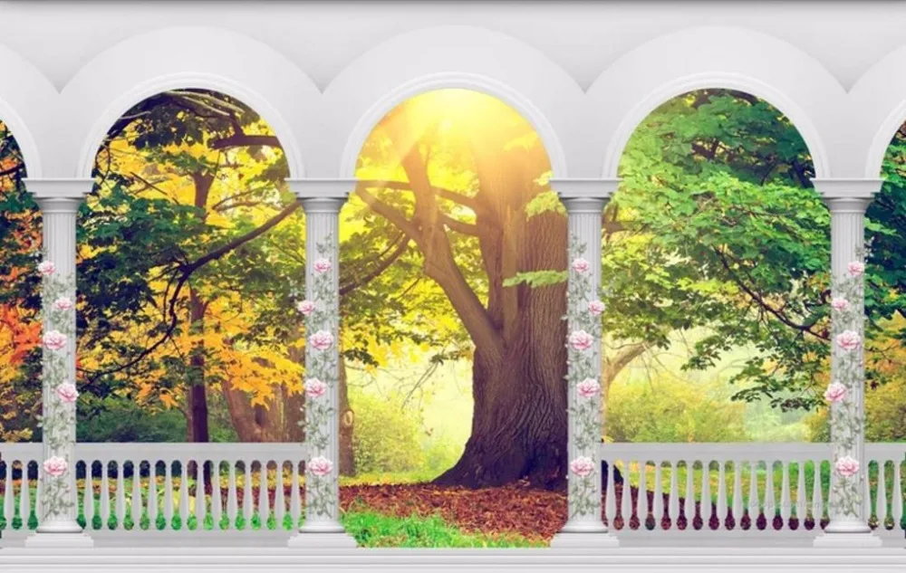 

Custom wallpaper for walls 3 d Forest sunshine wallpaper 3d free living room wall murals TV backdrop papel de parede 3d