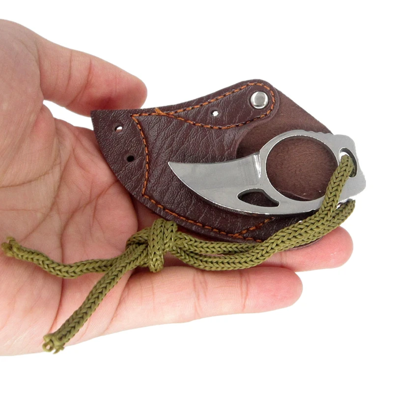 Мини MC Карманный Karambit с кожаной оболочкой резак портативный коготь нож инструмент открытый лагерь гаджет выживания коробка Пакет открывалка